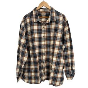 RedHead Men’s Button-Down Shirt | Blue & Brown Plaid | Size 3XL
